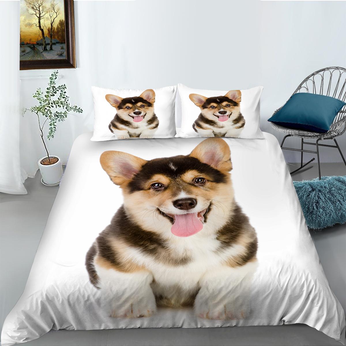 

Kemila 3D Pet Dog Digital Printing Pattern Quilt Cover Pillowcase Double Bed Set Sheet Soft Bedding EU Single 135x200
