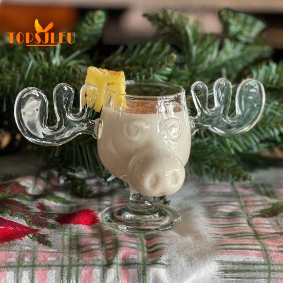 235ML kreatywny kieliszek do wina z reniferem, uroczy design w kształcie jelenia, dekoracja stołu w jadalni, kubek do picia wielokrotnego użytku