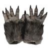Halloween Werwolf Handschuhe mit Krallen, Pelzige Hände Kostüm für Hausparty