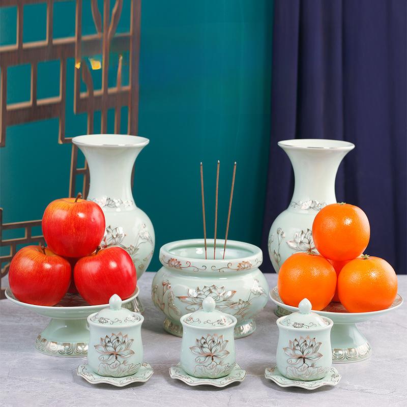 1pc Ceramic Buddhist Tools Household Indoor Water Supply Cup Vase Ornaments Temple Decoration Sacrificial Supplies Feng Shui