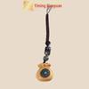 Green Sandalwood Fortune Bag Phone Charm - Yi Ming Xian Yuan Carved Wood Pendant