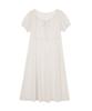 High School Disco Flower See-Through Ribbon Long Dress Ivory