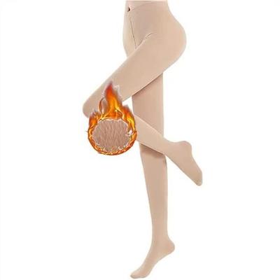 Damen Nude Beine Fleece Warm Dehnbar Fleece Strumpfhose Widerstandsfähige Strümpfe Beige Leggings Hohe Taille Wasserdicht(L-XL)