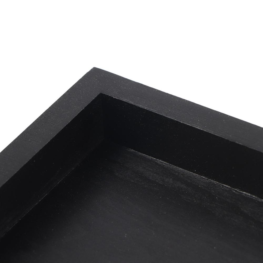 Snack Plate Black Wood Serving Tray Rectangle Shape Decorative Platter Solid Wood Tray Wood Rectangle Tray Home Kitchen