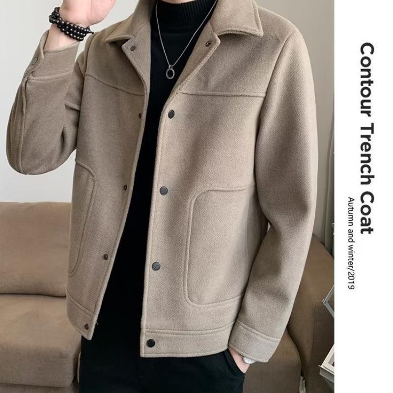 Men's Khaki and Black Casual Loose Thin Jacket for Spring and Autumn