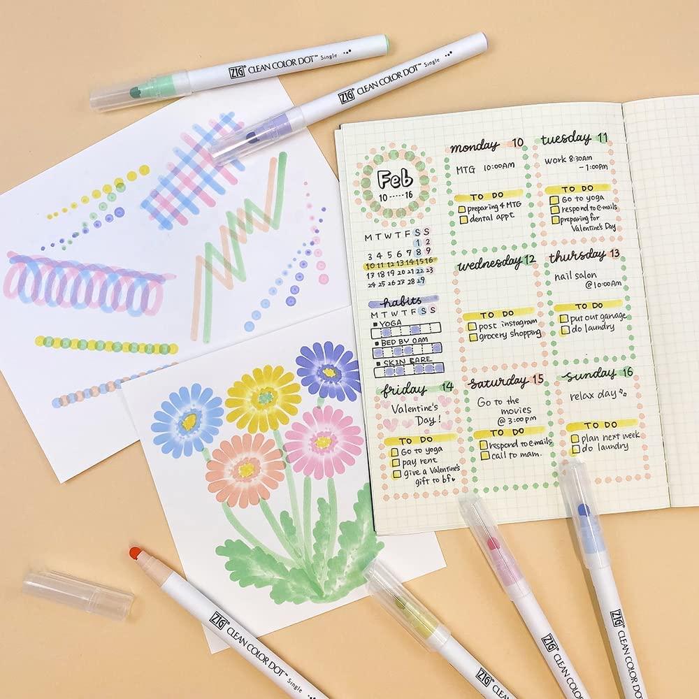 Kuretake Water-Based Pens ZIG Clean Color Dot Mild Color Set TCSD-6100/6V