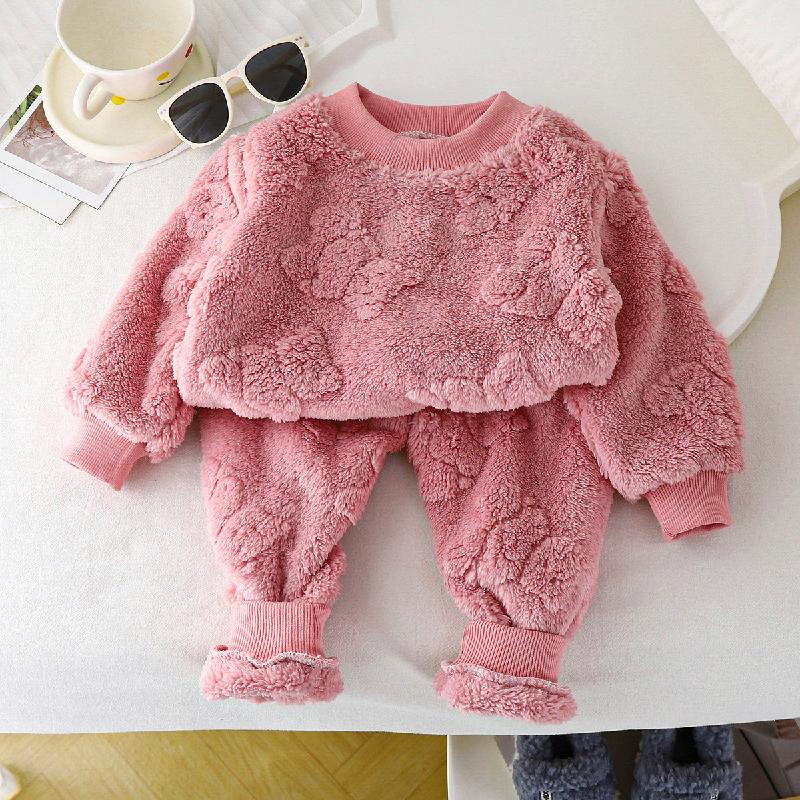 Winter Boys Girls Thick Warm Sets Autumn Kids Flannel Pajamas Suits Baby Long Sleeve Padded Sleepwear Outfits Children Clothes