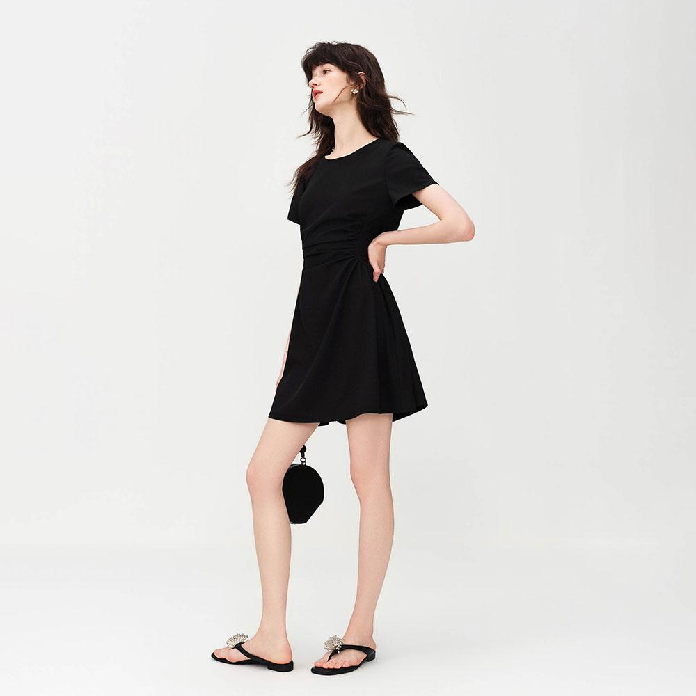 Wednesday Delight Wd_Slim Fit Drape Mini Dress_Black