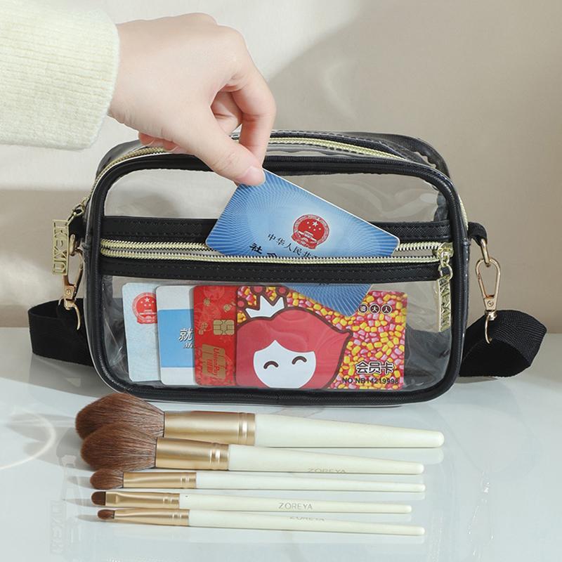 1Pc Mini Solid Color Transparent Pvc Portable Waterproof Shoulder Bag Suitable For Girls, White-Collar Outdoor Travel Shopping