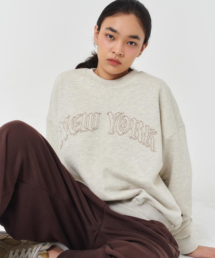 PAPERBOY Women'S New York Applique Sweatshirt - Oatmeal