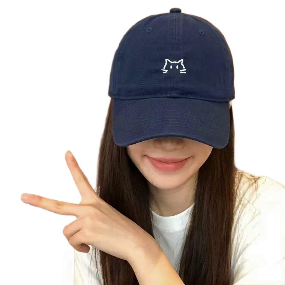 Washed Cotton Peaked Cap Wide Brim Curved Brim Cap New Baseball Cap  For Men Women