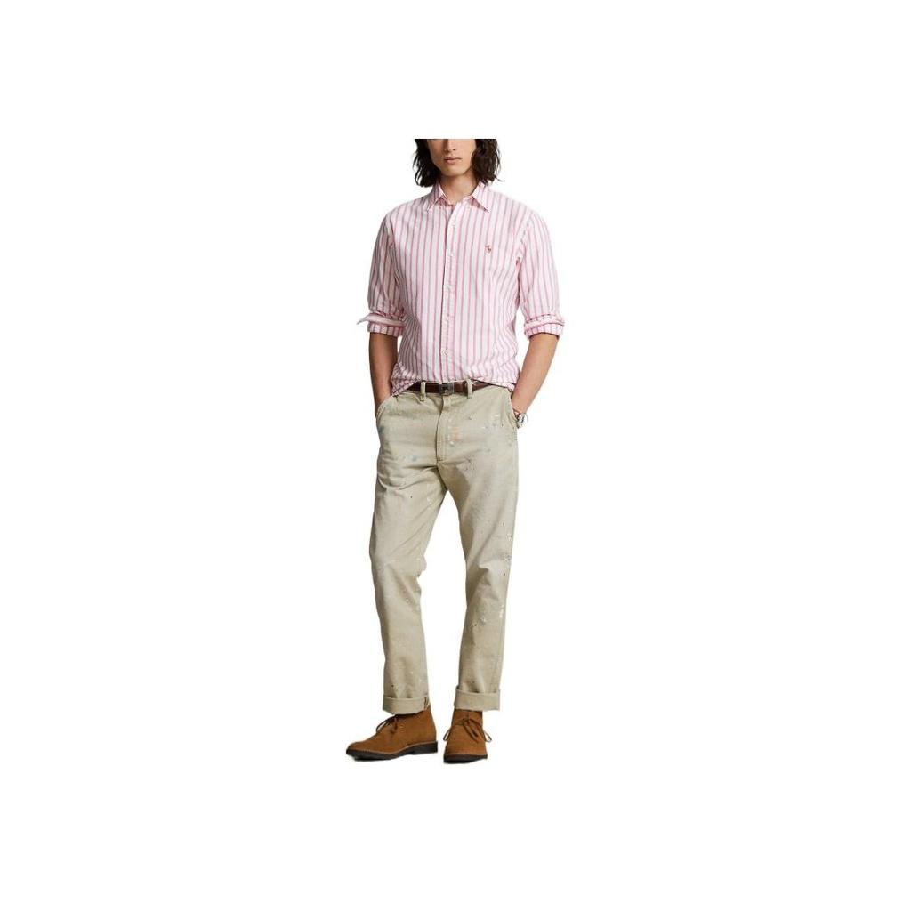 Polo Ralph Lauren Ss23 Striped Logo Embroidered Long Sleeve Shirt Men Shirts Pink MNPOWOV16822908-650