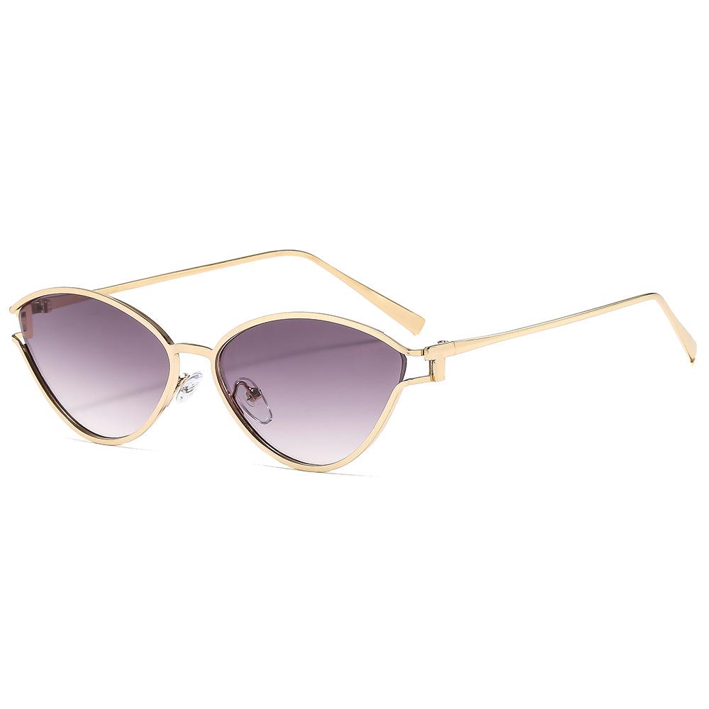 Stylish Metal Hinge Full Frame Triangle Sunglasses with Hollowed-out Design for Travel