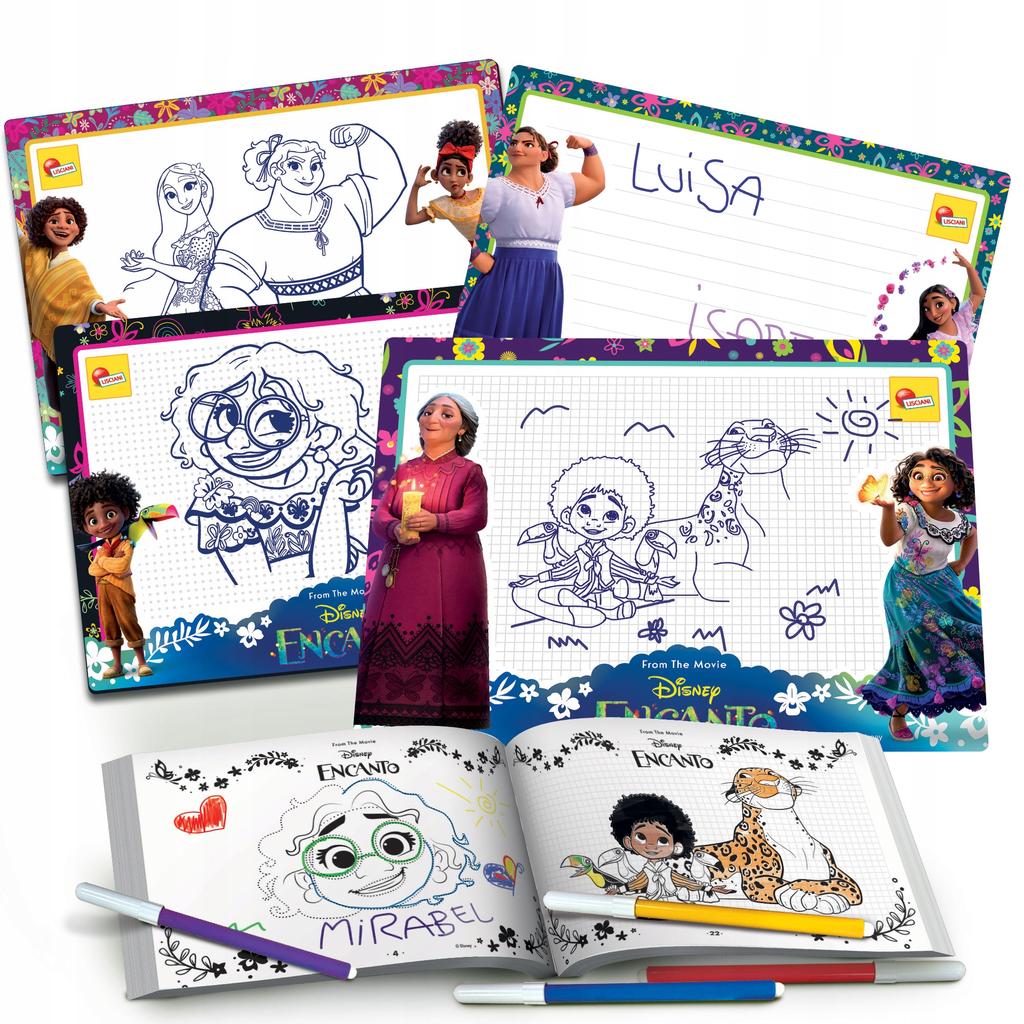 Lisciani szkoła rysowania encanto disney zawiera 4 tablice zmazywalne