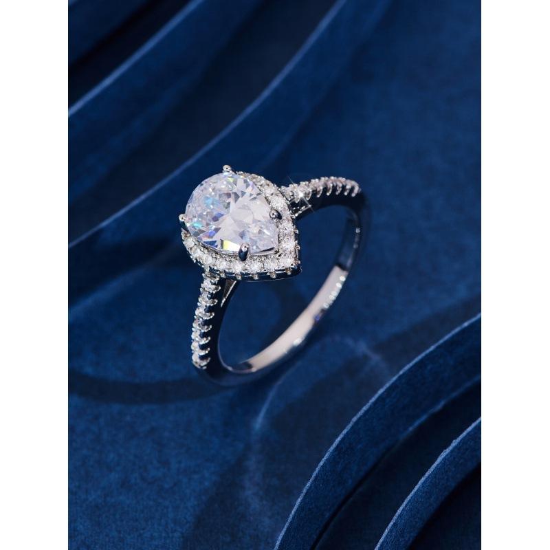 

Creative sparkle drop-shaped zircon group setting ring women s wedding No. 5 платиновый