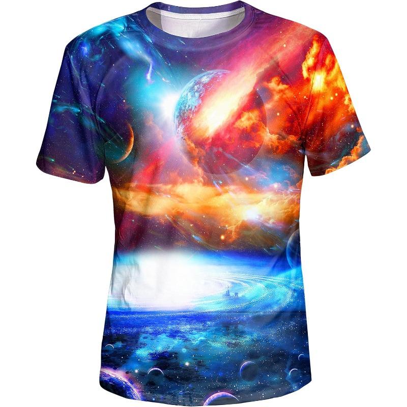 Men's Summer T-Shirt 3D Summer Style Beach Coconut Trees Polyester Quick Dry Breathable Short Sleeve Casual Wear