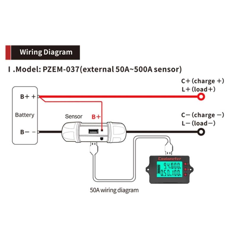 Battery Coulomb Counter Battery Charger Amp Meter Accurate Voltages Monitoring from 8V To 120V for Electric Vehicles