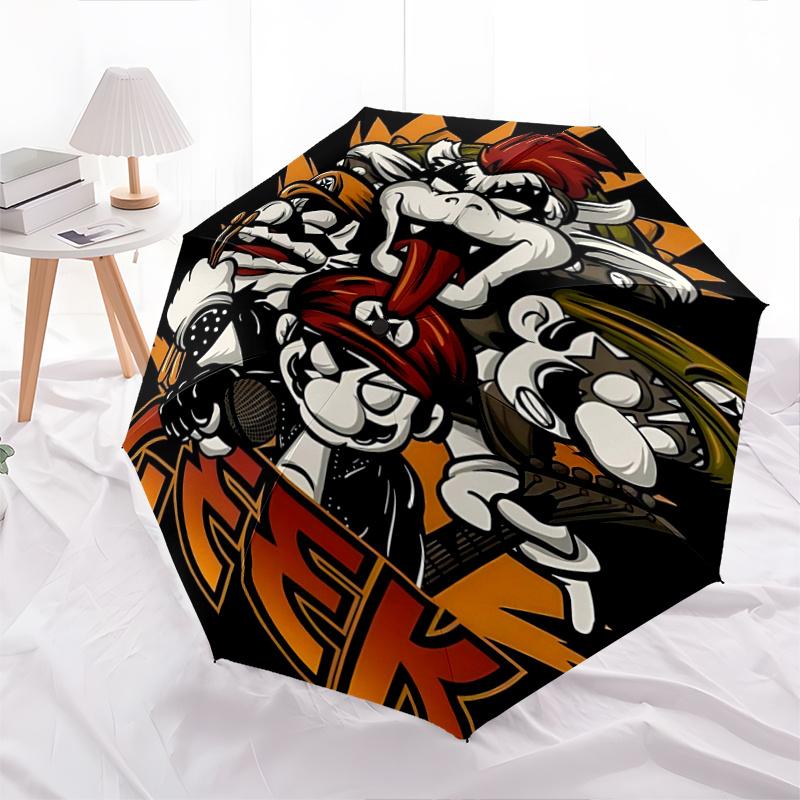 

1pc Rock Star Bowser Automatic Folding Cartoon Umbrella - 3 Folding Design, Vivid Cartoon Pattern, Suitable for Outdoor Activities, A Gift for Fans In
