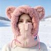 Damen Winter Lei Feng Hut, Gesichtsschutz, integrierter Schal, warme und kältefeste winddichte Radsport-Pullovermütze, Fleece und dicker, neues Modell