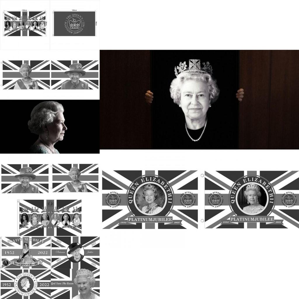 Elizabeth II Königin Trauerflagge Polyesterstoff Für Tribut- und Gedenkausstellung