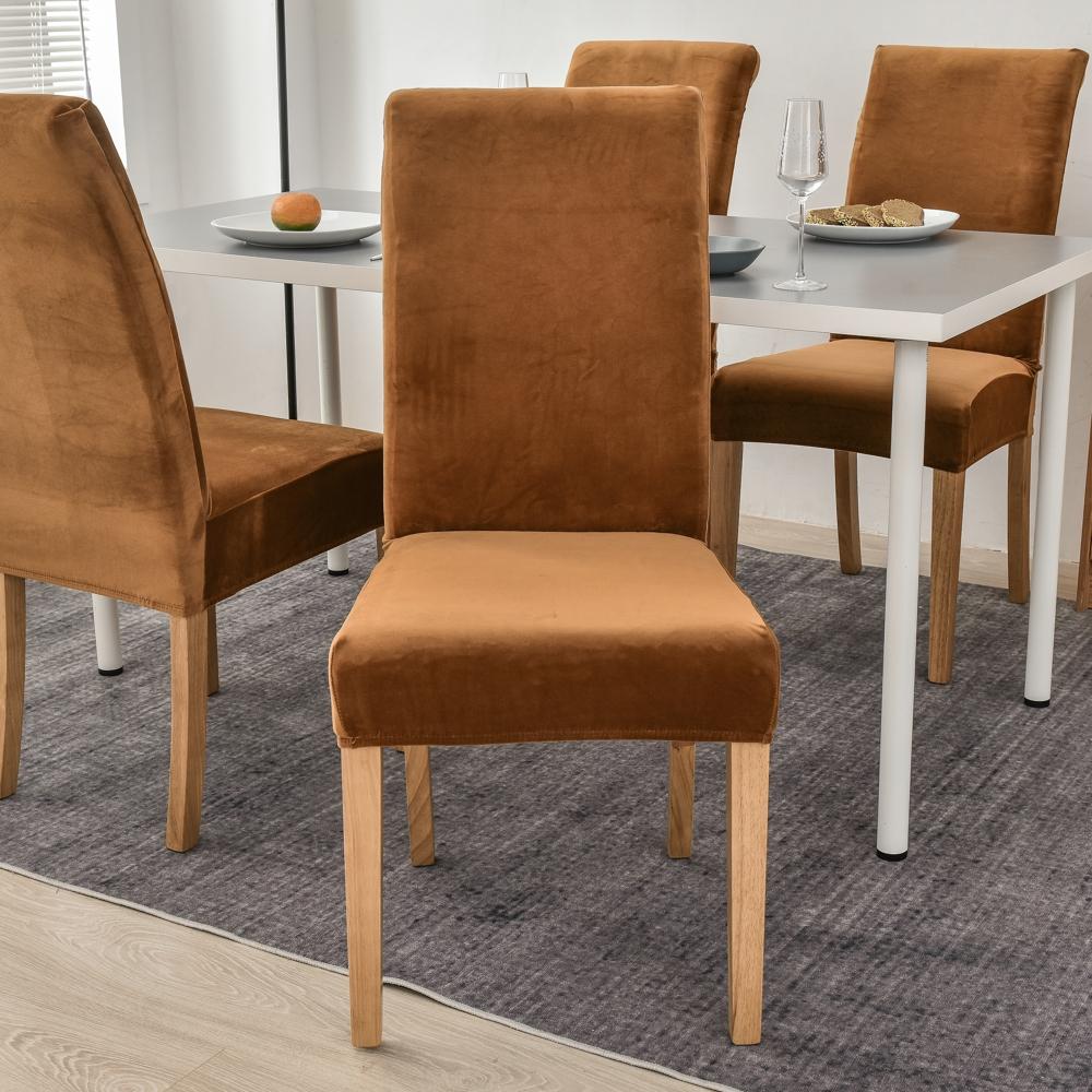 Velvet Plush Stretch Chair Slipcover Elastic Spandex Chair Cover for Dining Room Kitchen Wedding Banquet Hotel Housse De Chaise