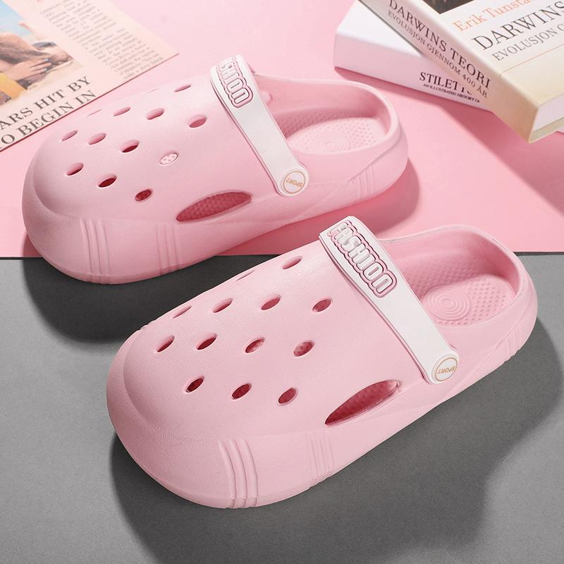 Garden shoes women s beach shoes summer hole shoes women s outdoor bag head slippers love breathable parent-child shoes 36-37 розовый 1736₽