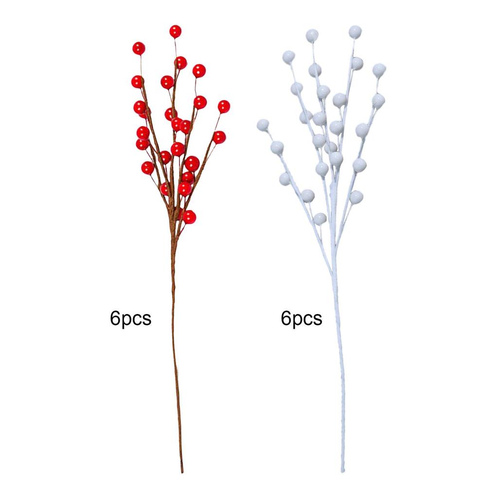 6Pcs Berry Twig Stems Durable Vase Berry Branches for Office Home Christmas