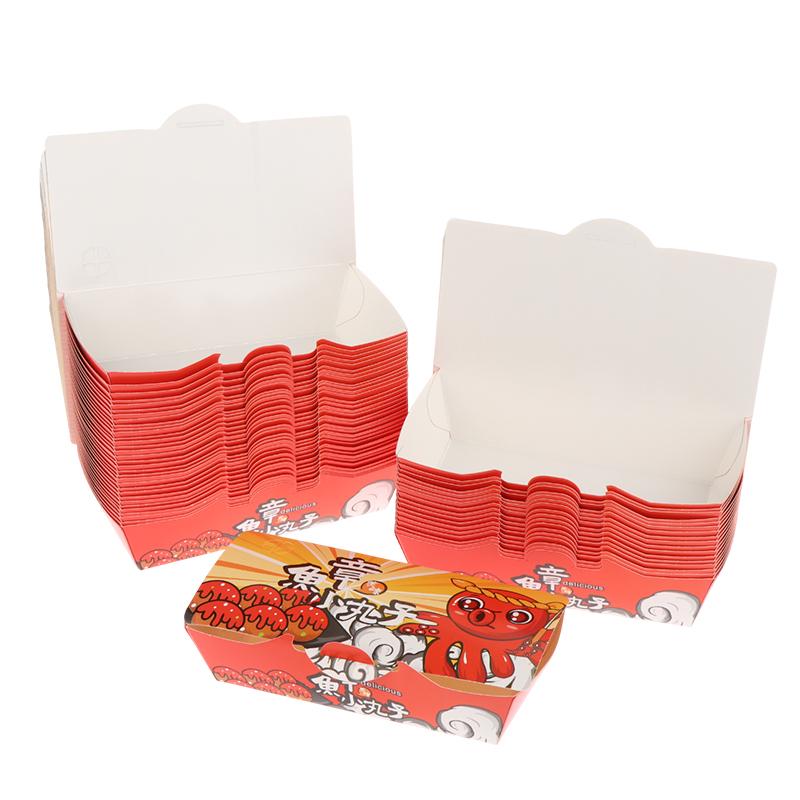 50 Piezas Caja para Takoyaki Caja de Embalaje Premium para Bolas de Pulpo Comida Callejera Japonesa Takoyaki Desechable Papel de Embalaje para Snacks para Llevar