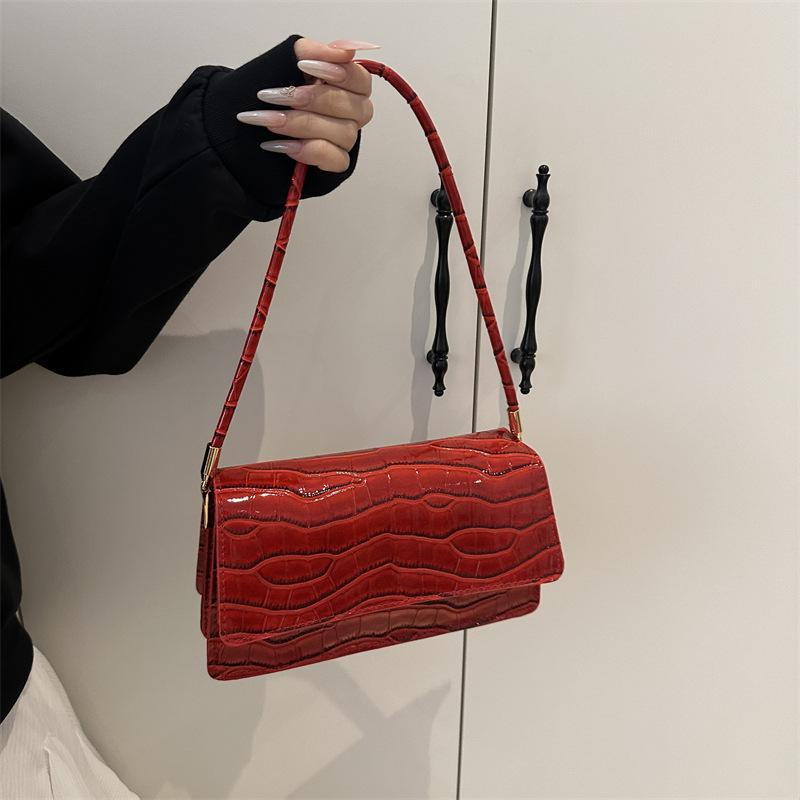 Einfache Steinmuster-Umhängetasche modische einfarbige hochwertige Tasche mit hellem Muster für Damen Pendeln praktische tragbare kleine quadratische Tasche Damen