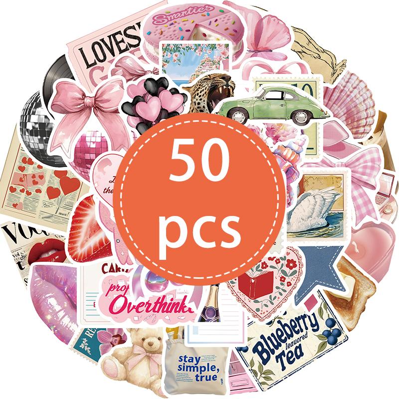 High-Quality 50Pcs High-Quality Pink High-Quality Vintage High-Quality Stickers High-Quality For High-Quality Girls High-Quality Kawaii High-Quality