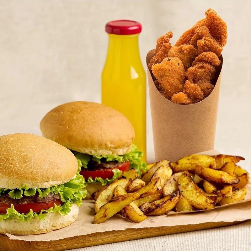 50/100PCS Disposable French Fry Cups Kraft Paper Fried Foods Fries Snacks Ice Cream Waffles Home Party Container Paper Cup