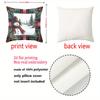 2D Flat Printing Christmas Plaid Pattern Pillows Santa Snowman Decor Polyester Pillowcase Sofa Decorative Cushion Cover