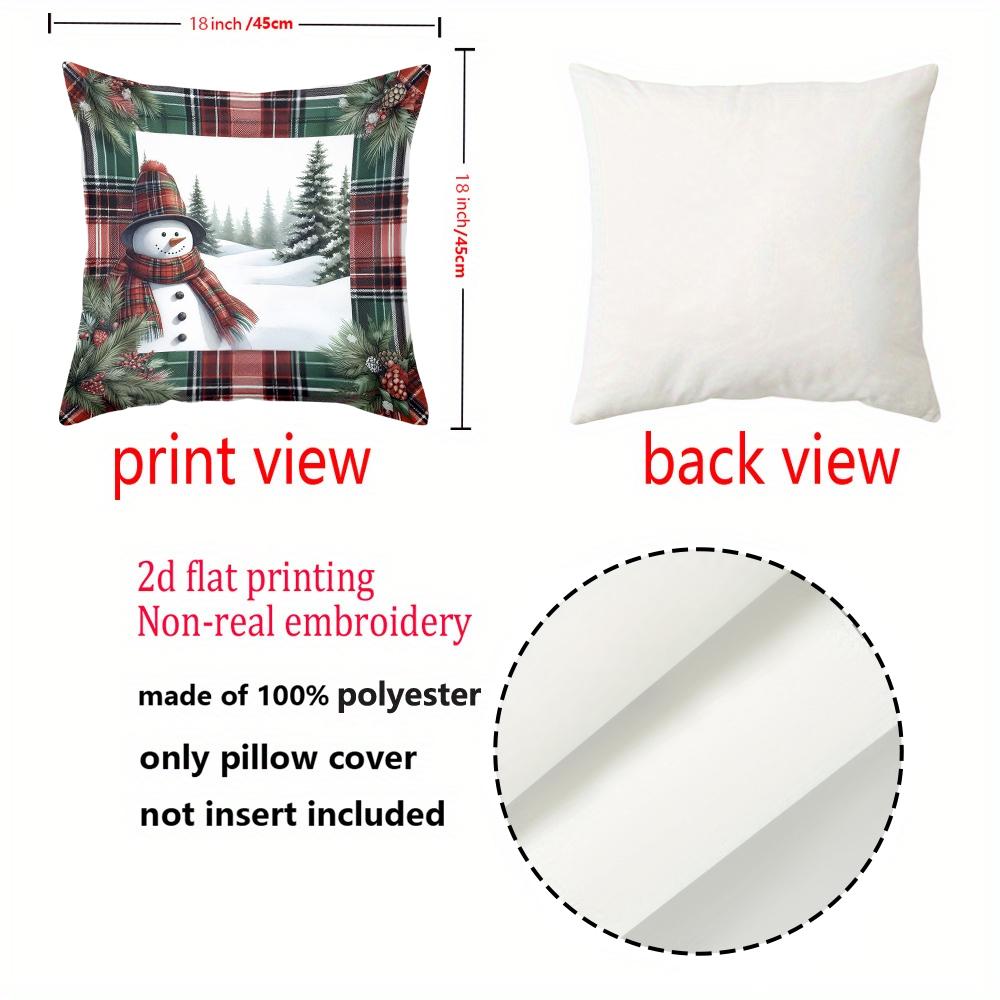2D Flat Printing Christmas Plaid Pattern Pillows Santa Snowman Decor Polyester Pillowcase Sofa Decorative Cushion Cover