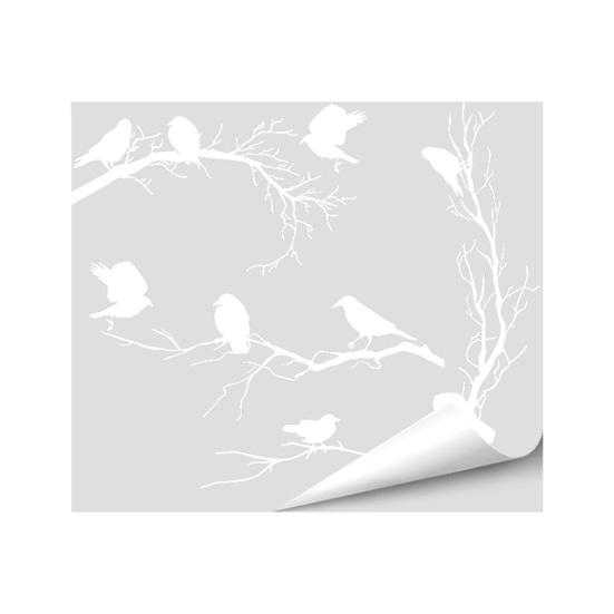 Bird Deterrent Window Clings White Spring Tree Branch Birds Hanging Vines Butterflies Static Glass Decals for Home Classroom Office Party Decoration