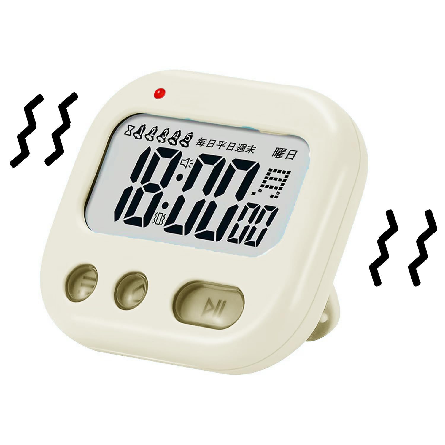 

Вибрирующий будильник цифровой настольный 5 будильников 3 звуковых сигнала день недели повтор простой в белый часы, часы под подушку, часы, часы, настройки, компактный, белый