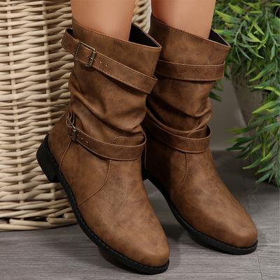 Fashion Women Flats Chelsea Boots Mid Calf Winter Pleated Shoes 2024 Fashion New Walking Short Boots Trend Designer Female Zapatillas