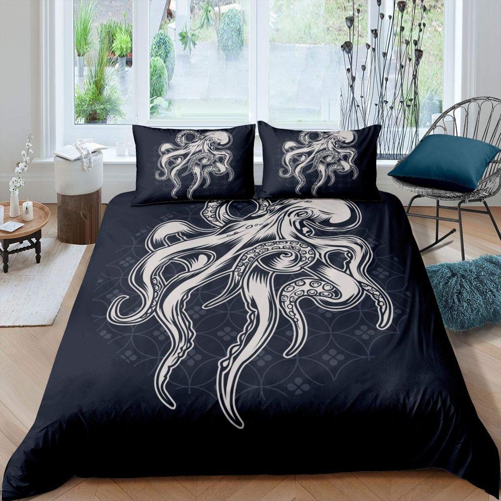 Comforter Octopus Green Octopus Tentacles Twin Bedding Set Sea Marine Theme Underwater Animal Comforter
