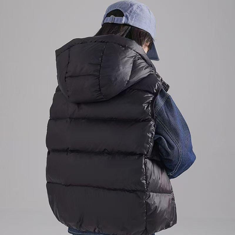 2024 Wasserdichte Kleinkind-Daunenweste mit Kapuze für Mädchen & Jungen – Schwarze Entendaunen