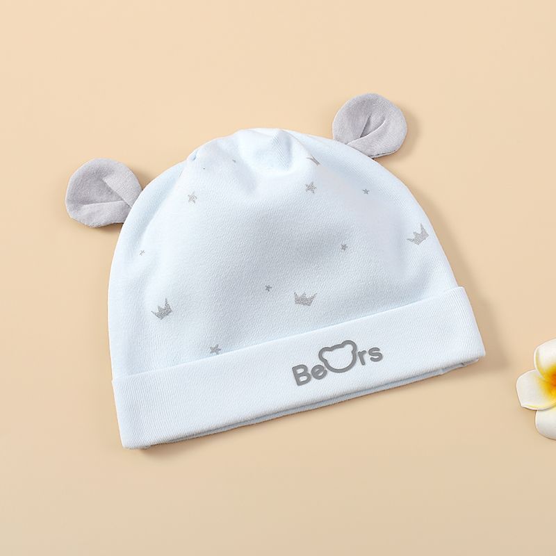 Four Seasons Pure Cotton Double Layer Newborn Hat 0-3 Months Seamless Design Breathable Fontanel Protective Beanie for Baby небесно-голубой