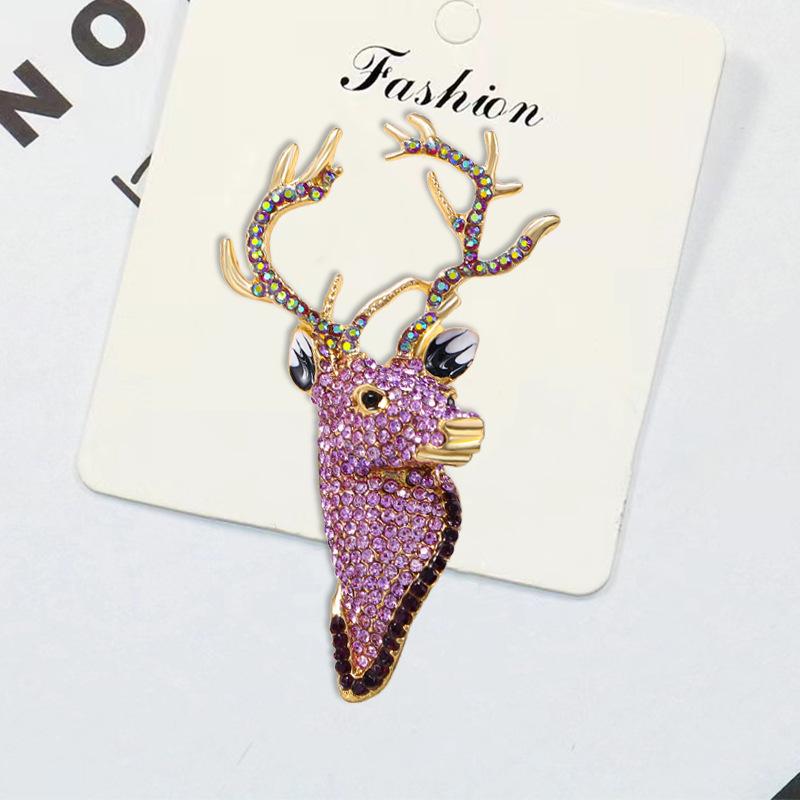

Fashionable Oversized Deer Head Exaggerated Pink Elk High-end Accessories Brooch 4*7CM