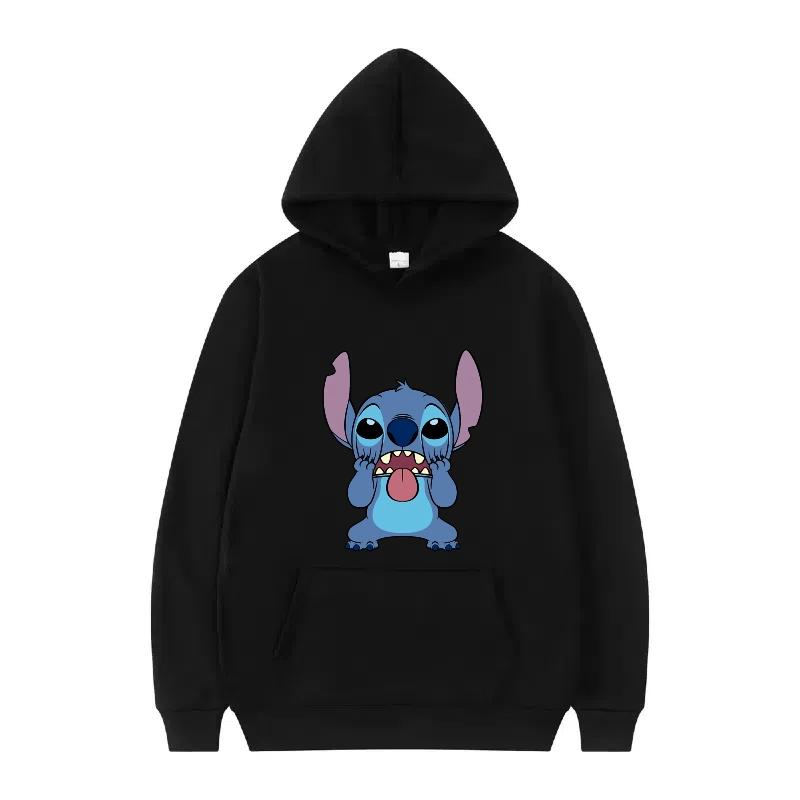 Disney Stitch Pattern Women Hoodies Fashion Sporty Y2k Loose Grey Tops Clothing Pullovers Ladies Cheap Hoodies Sweatshirts