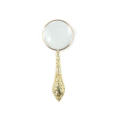 Metal Handheld Magnifier Delicate Pattern Retro 5X Carved Magnifier Portable High-Grade Magnifying Glass