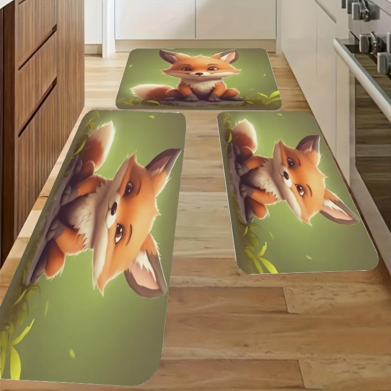 1 Stück Foxy Nickerchenmuster Küchenteppich Rutschfeste Türmatte Pop-Design Badezimmerteppich Badematte Teppich für Zuhause Spüle Wäsche ecoreeree