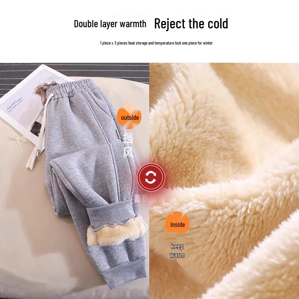 Pantaloni de trening pentru femei din lână de miel căptușiți cu fleece - Groși, călduroși, joggers cu manșete pentru toamna/iarna 2024