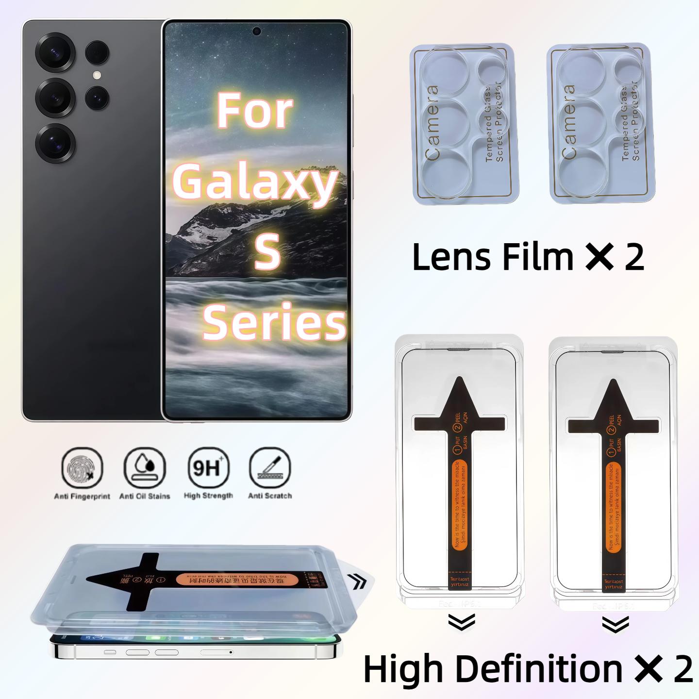 

2PCS Screen Protector for Galaxy S25/S24/S23/S22 Plus Ultra with HD Tempered Glass + 2PCS Rear Camera Lens Protector Galaxy S25 Ultra багровый