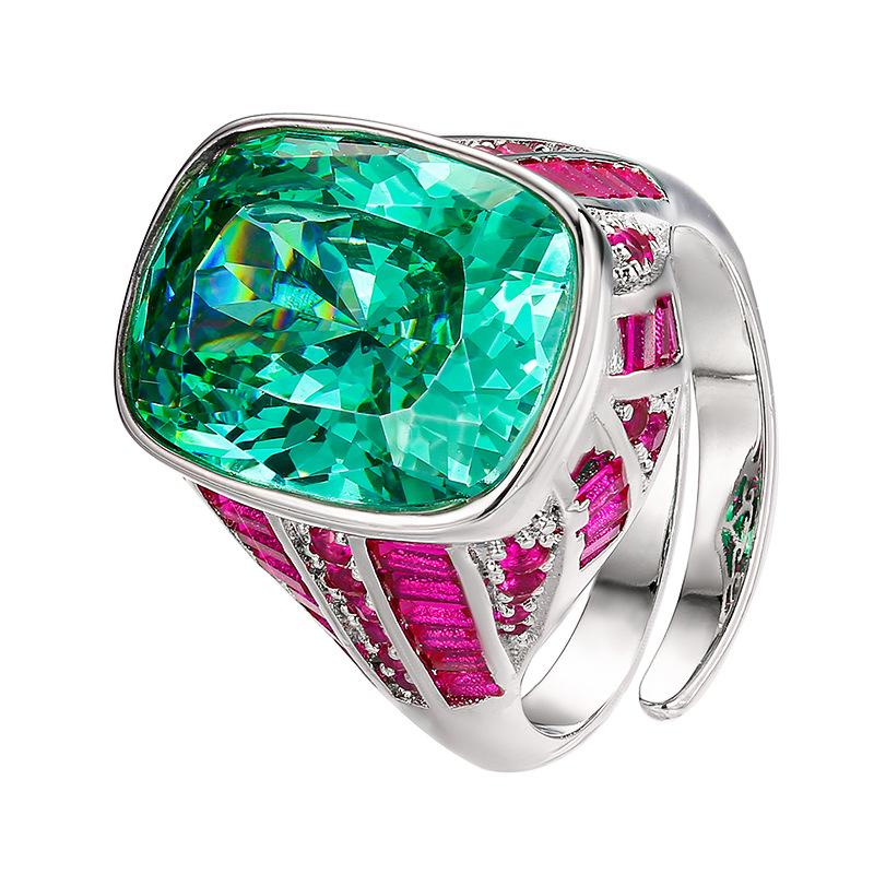 Jewelry Copper Bottom Gold-Plated Simulation Para Green Copper Inlaid Retro Light Luxury Ring Female 12 * 16