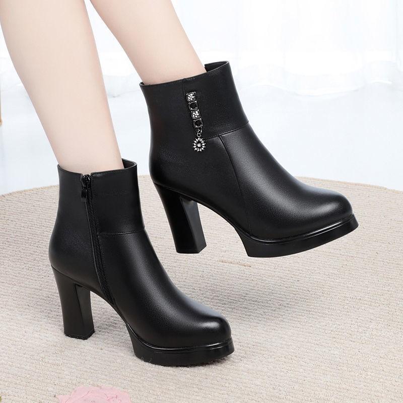 Dameslaarzen 2024 Winterschoenen Elegant Mode Warmhoudend Pluche Sneeuwlaarzen Hoge Hakken Damesschoenen Botas De Mujer