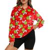 Women's Stand Collar Pullover Long Sleeve Top Christmas Print Sports Top