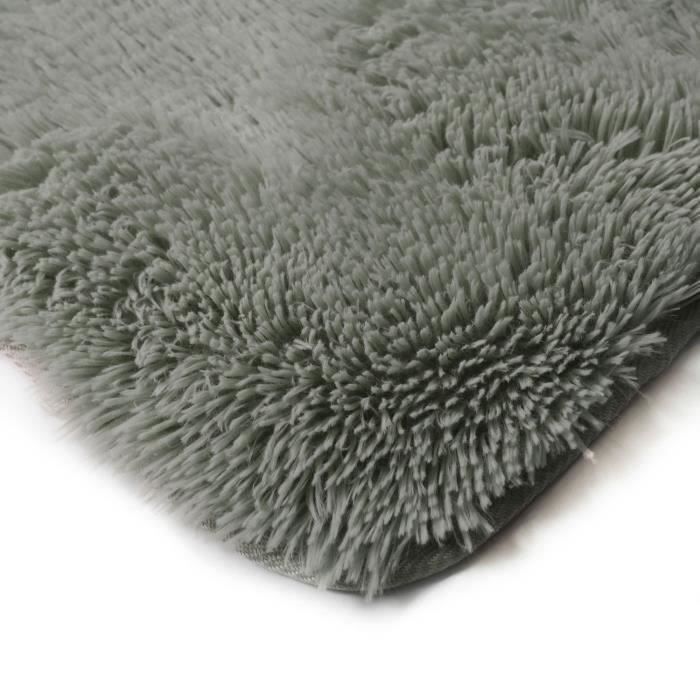 Shaggy Living Room or Bedroom Rug - Neo Yoga - Washable Rug with Fine Base In Extra Soft Long Pile Microfiber Light Gray 60 X 90 Cm