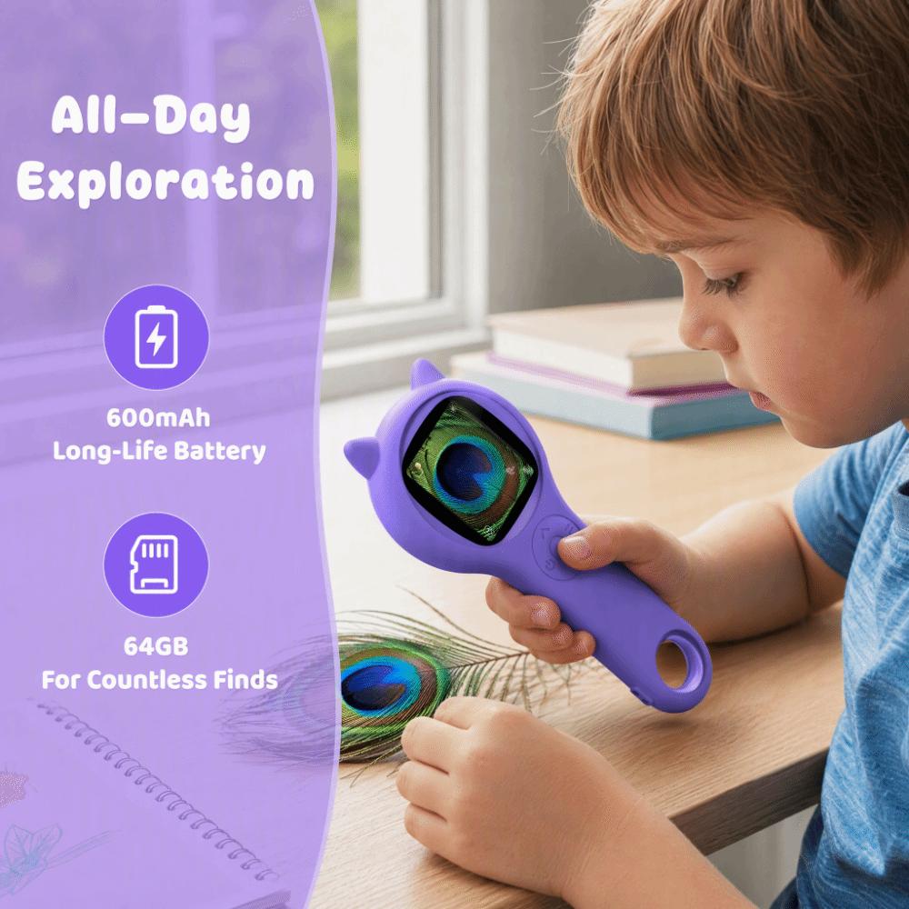 2 Inch IPS Screen Children's Digital Microscope HD Mini Portable Microscope Kids Microscope Kids